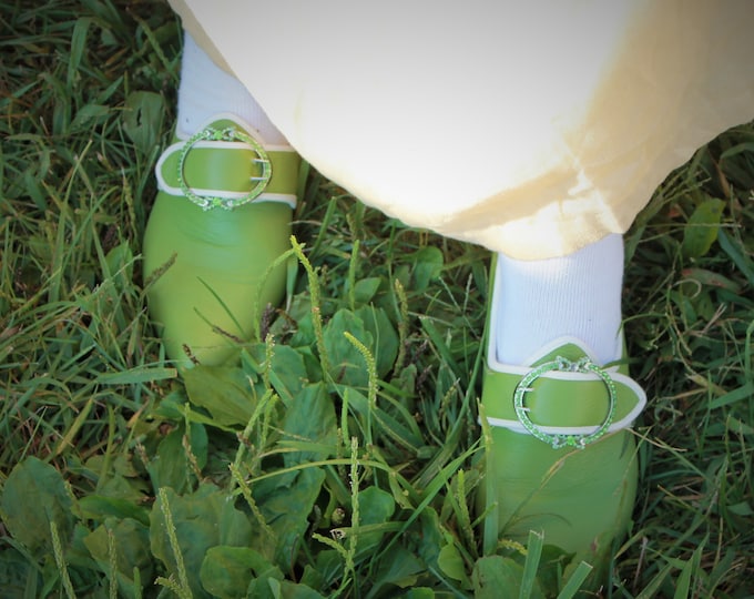 SB-0016P - The Charlotte PERIDOT Paste 18th Century Reproduction Shoe Buckle-Georgian Buckle - Georgian Buckle Exclusive