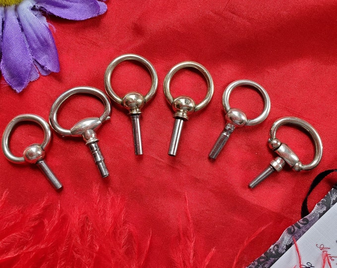 MWC-0004B - Antique Reproduction Round Top Sterling Silver Watch Keys - Georgian, Regency, Civil War, Victorian Watch