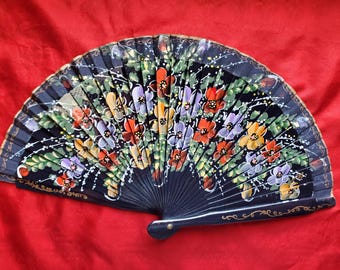 F-0004 - Wooden Hand Painted Hand Fan - Georgian Fan, Regency Fan