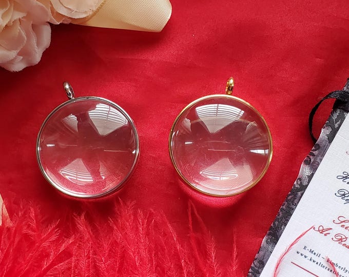 PE-0010 - Silver or Gold-Plated over Steel Glass Pendant or Mourning Locket, Memento Mori Jewelry, Remembrance Jewelry