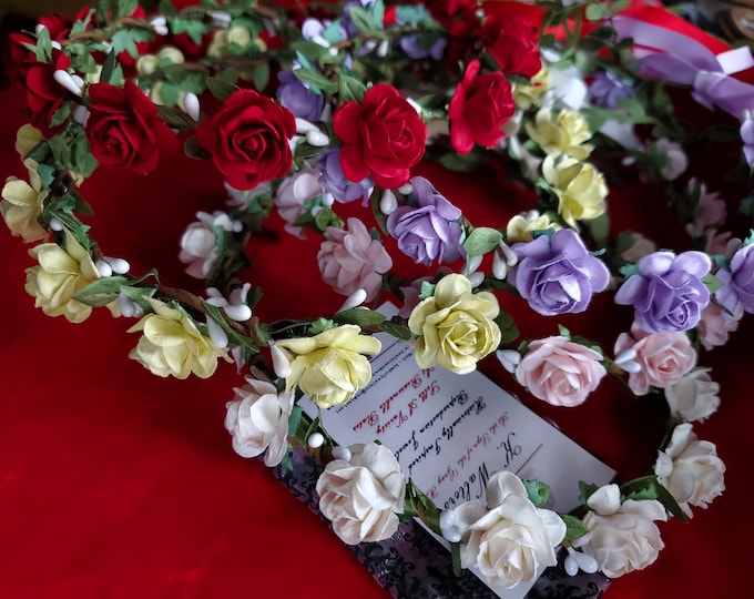 HA-0072A - Paper Hair Flower Crown - Georgian Hair Flower, Hair Sprig, Ballet Hair Flowers, Regency Hair Decoration