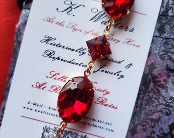N-0010 - Martha Washington Inspired Red Crystal Collet Necklace