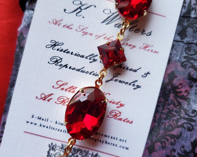 N-0010 - Martha Washington Inspired Red Crystal Collet Necklace