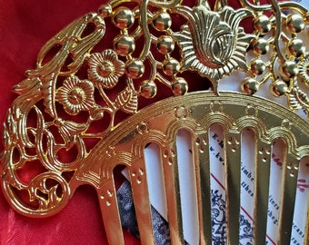 HA-0225 - Floral Hair Comb - Tiara, Diadem, French Twist  display picture 2