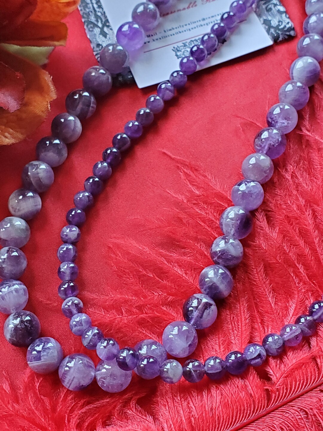 N0011L Single Strand Amethyst Necklace With Gold or Silver Plated