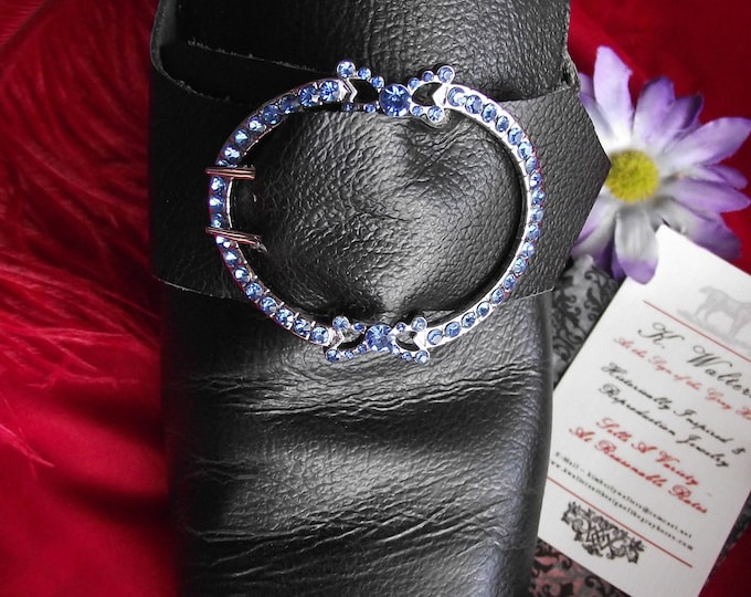 SB-0016S2 - The Charlotte Medium SAPPHIRE Paste 18th Century Reproduction Shoe Buckle - Georgian Shoe Buckle - Georgian Buckle EXCLUSIVE