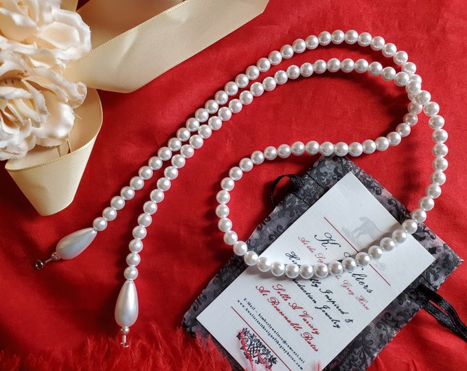 HA-0023 - Hair Pearls - Pink Glass, White Glass, White Cultured, Georgian Hair Pearls, Regency, Regency, Theater