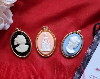 PE-0071A - Vintage Intaglios or Cameo Pendants - Victorian Cameo - Civil War Cameo - Georgian Cameo - Reenactor Cameo