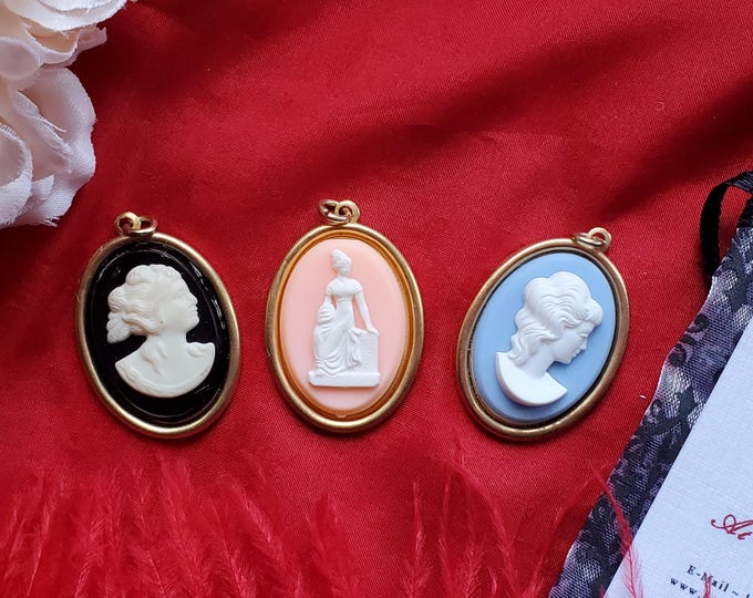 PE-0071A - Vintage Intaglios or Cameo Pendants - Victorian Cameo - Civil War Cameo - Georgian Cameo - Reenactor Cameo