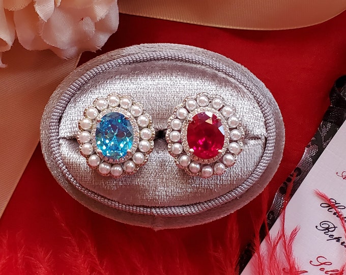 R-0088 - Sterling Silver Crystal and Pearl Ring - Regency Ring, Georgian Ring, Elizabethan Ring, Civil War Ring, Statement Ring