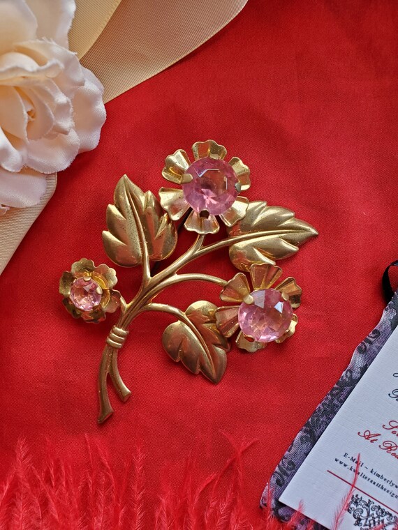 BR-0047 - Antique Coro Floral Spray Brooch - Coro… - image 5