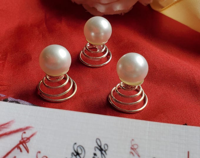 HA-0087 - Pearl Hair Swirls - Wig Hair Sprigs, Regency Hair Jewelry, Georgian Hair Jewelry, Bridal Jewelry