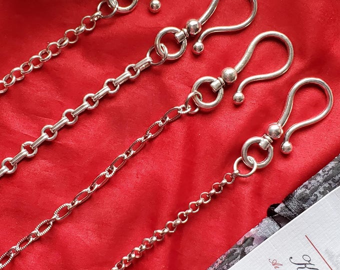 WC-0002 - Silver Vintage Style Watch Chain, Reenactor Watch Chain, Pocket Watch Chain