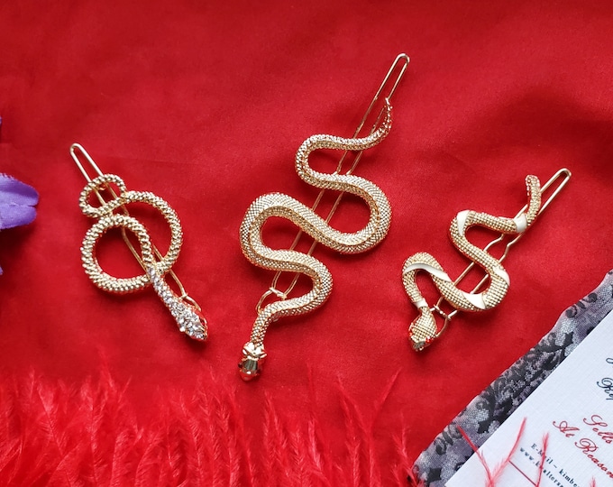 HA-0028C - Snake Barrettes - Regency Georgian Renewal Regeneration Danger Power