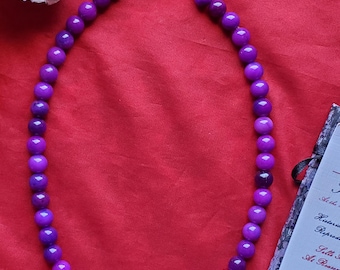 N-0016 - Purple Jade Necklace with Gold Citrine Clasp - Single Strand