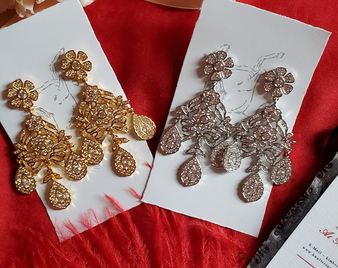 E-0640A - Reproduction Georgian Girandole Paste Earrings - Georgian Earrings