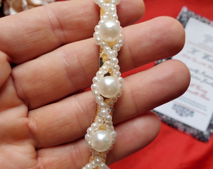 HA-0038A - Pearl Figure Eight Headband - Pearl Headband, White Glass Pearls