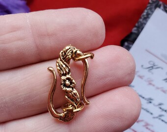 Crochet De Châtelaine En Argent Massif XIXe Siècle - Motif Fleur De Lys Pour Ciseaux Ou Montre, Très Bon état
