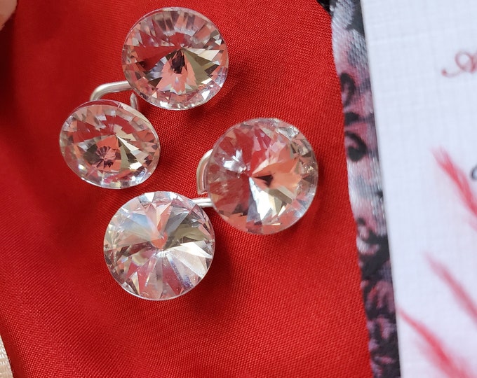 SL-0008 - Crystal Sleeve Links in Silver - 7/16 inch