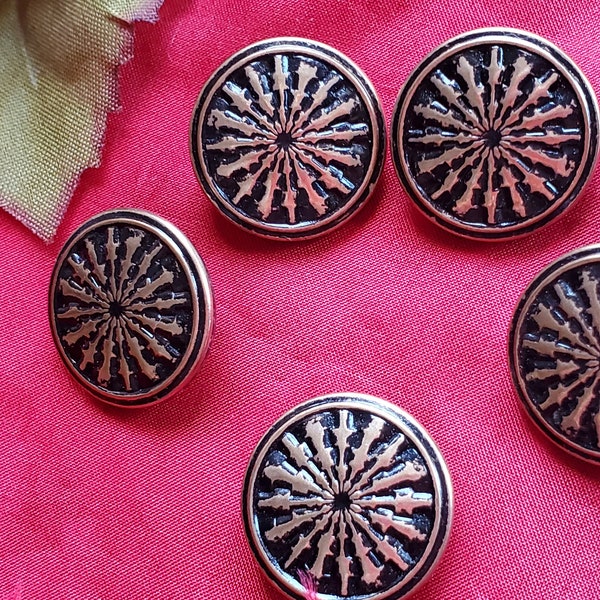 BU-0007 - Vintage Sunburst Gold Metal Buttons - 3/4 inches or 19mm