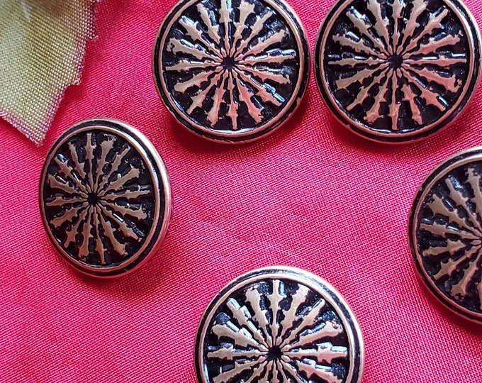 BU-0007 - Vintage Sunburst Gold Metal Buttons - 3/4 inches or 19mm
