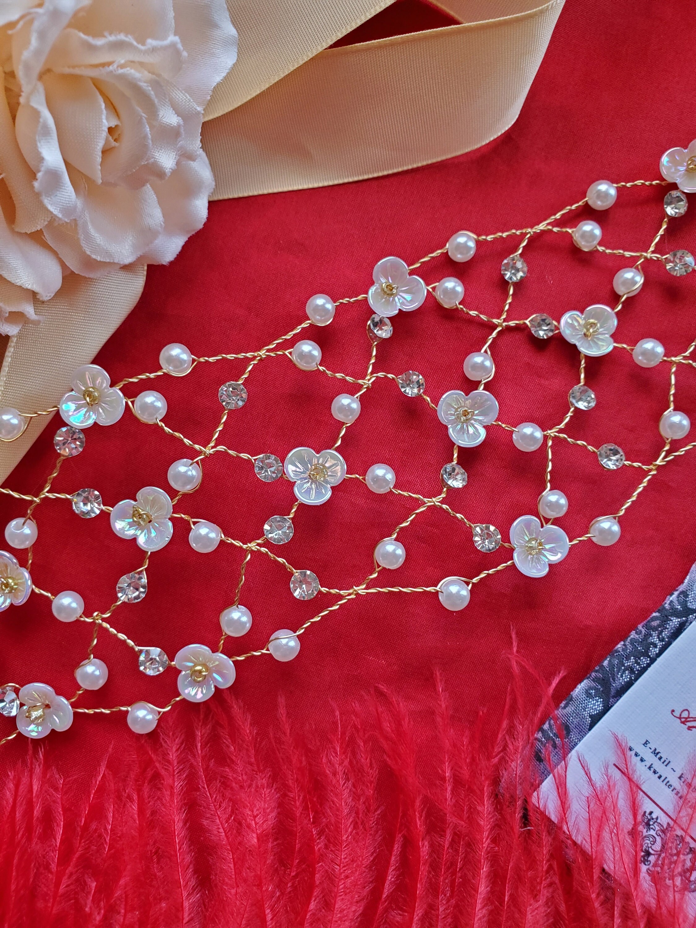 関送込 SHUSHUTONGxYVMIN フローラルヘッドバンド HA-0080A - Crystal and Glass Flower Hairband - Updo, Hair