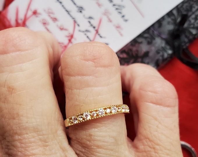 R-0089 and R-0089A - Vermeil and Sterling Silver CZ Band - Skinny Ring, Band, Friendship Ring, Wedding Band