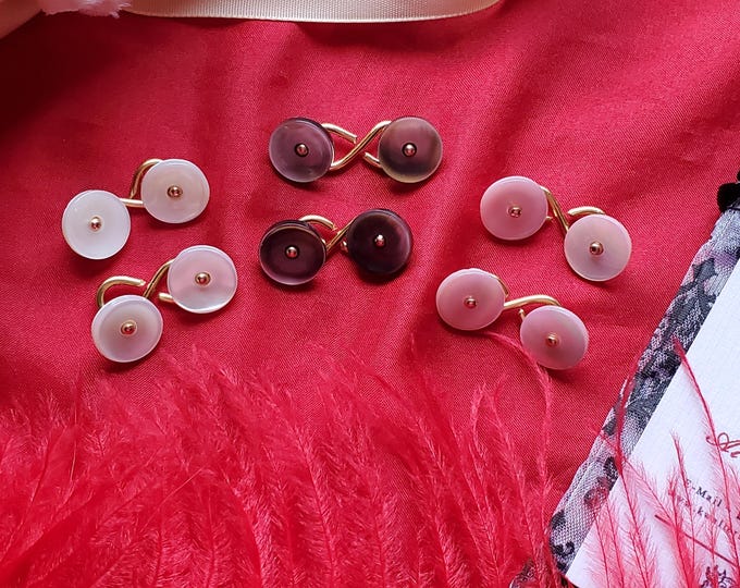 SL-0003 - Mother of Pearl Cufflinks or Sleeve Links - White, Light Pink, or Black/Gray - 3/8 inch