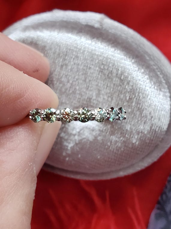 R-0090 - Sterling Silver Green Moissanite Ring
