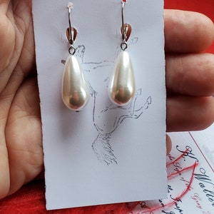 Item E-0368 Large or Small Glass Vintage Pearls Regency Pearl Earrings, Girl with a Pearl Earring, Beauty Unmasked SS Small Pearl