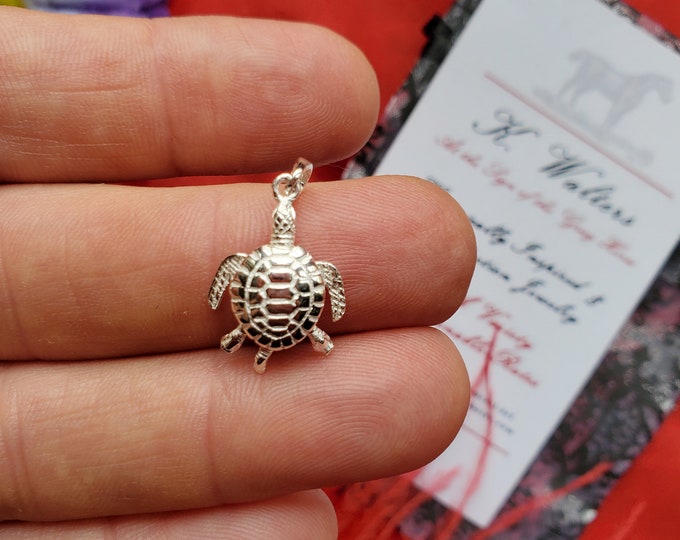 PE-0020T - Turtle Pendant - Sterling Silver