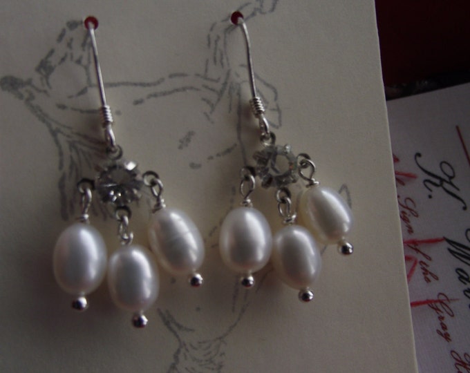 Destash Earrings - Sterling Silver with Quartz Crystal, Crystals, and Czech Glass, Mourning Earrings