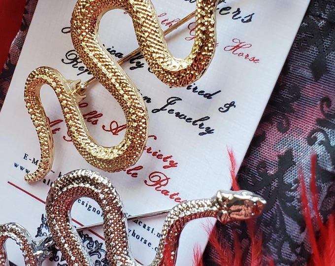 BR-0301 - Gold or Silver Plated Snake Brooch