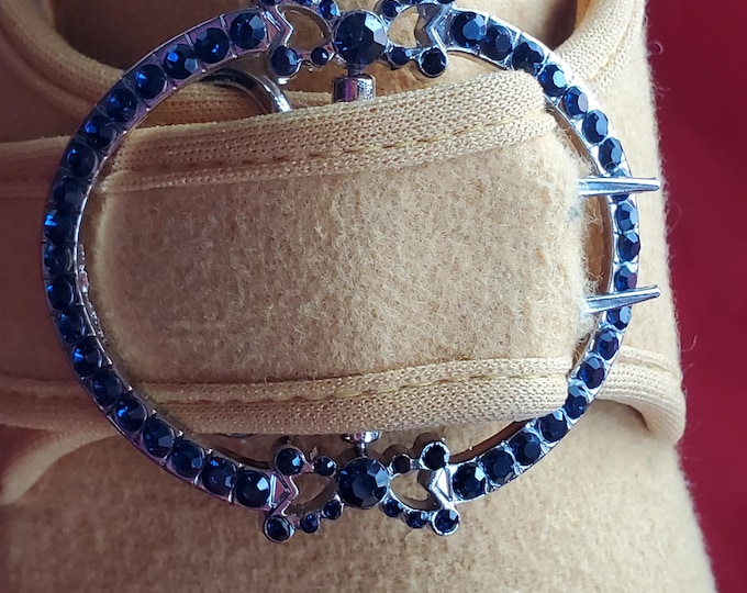 SB-0016 - The Charlotte CAPRI BLUE 18th Century Reproduction Shoe Buckle - Georgian Shoe Buckle - Georgian Buckle