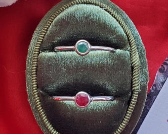 R-0047 - Sterling Silver Emerald or Ruby Ring - Georgian, Regency, Queen Charlotte