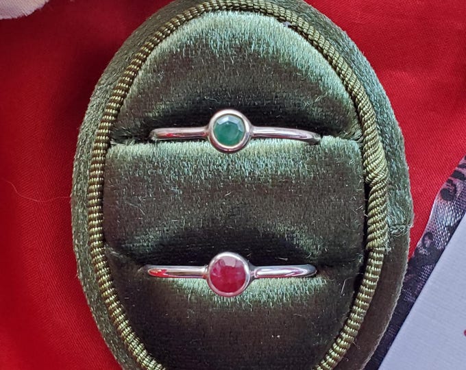 R-0047 - Sterling Silver Emerald or Ruby Ring - Georgian, Regency, Queen Charlotte