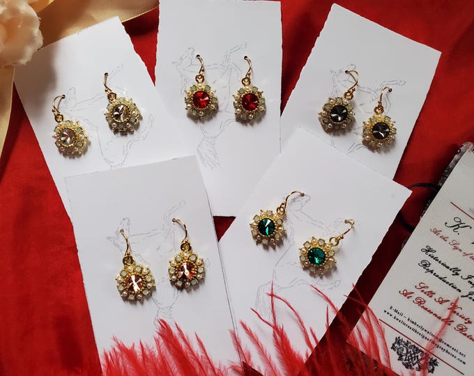 E-0243 - Gold Filled Earwires with Crystal, Pearl, and Opal Forget Me Not Drops