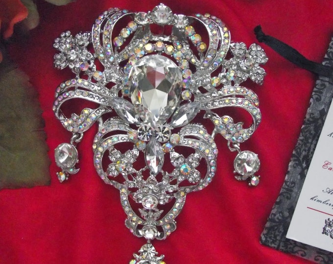 BR-0016 - Large Rhinestone Georgian Stomacher Brooch, 18th Century Brooch, Carnaval Brooch, Venice, Stomacher