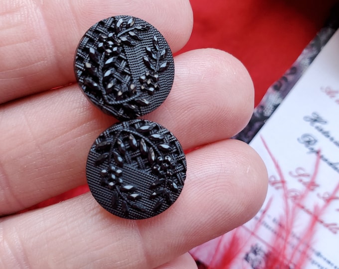 SL-0030 - Onyx Button Sleeve Links - 5/8 inch, Cuff Links, Sleeve Buttons, Buttons, Mourning, Black, Memento Mori