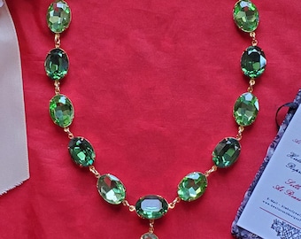 N-0044 - 18th Century Reproduction Collet Necklace - Crystal Oval Foiled Paste Georgian