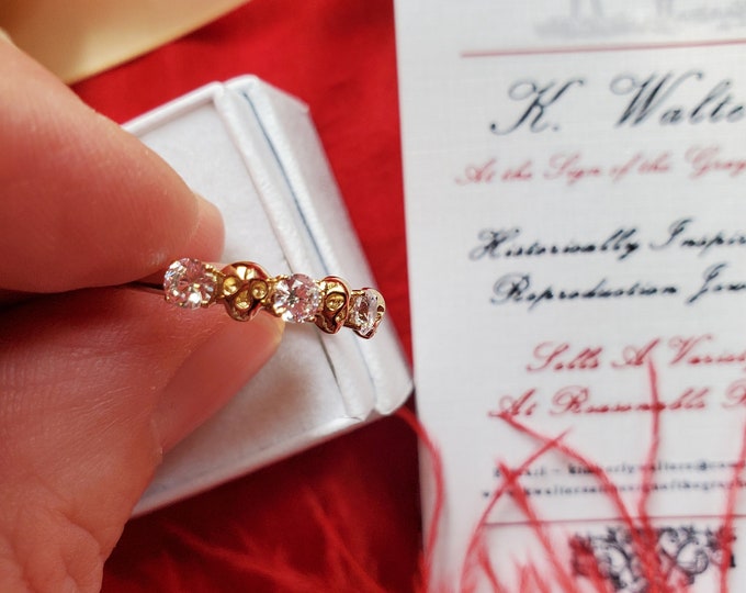 R-0085 - Mourning CZ Skull Band/Ring - Memento Mori, Mourning, Goth, Reproduction, Stacking