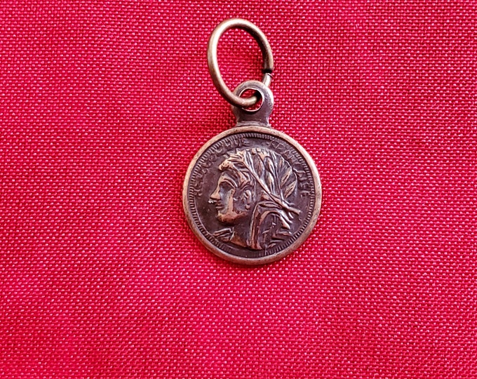 PE-0082N - Tiny Napoleon Roman Charm Pendant in Antiqued Gold - Pendant - Neoclassical Charm, Roman Charm