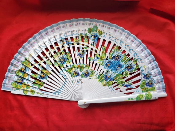 F-0006 - Wooden Hand Painted Hand Fan - Georgian, Regency