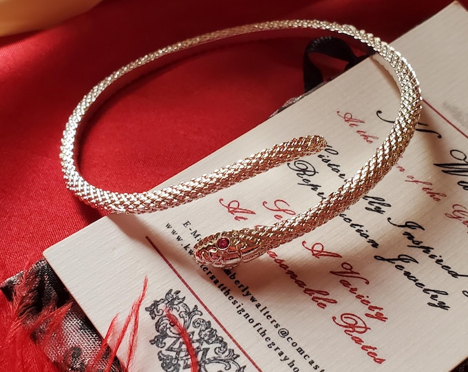 B-0021 - Silver Snake Bracelet or Cuff - Regency, Goth, Hallows