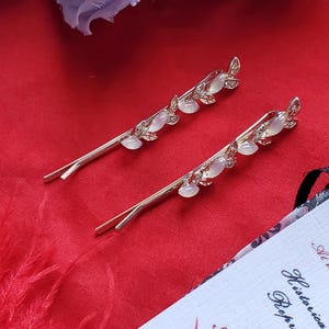 HA-0152 - Pasador Hoja Opalino Rhinestone - Hoja Laurel