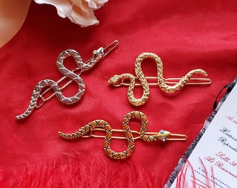 HA-0028C - Snake Barrettes - Regency Georgian Renewal Regeneration Danger Power