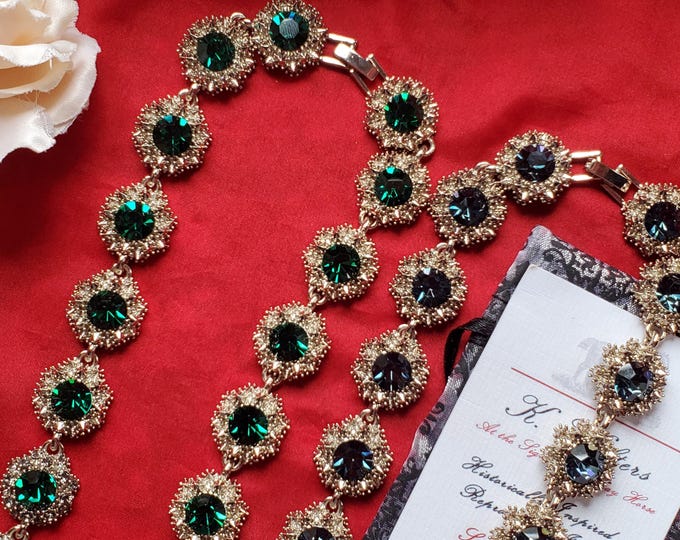 SET-0001 - Collet Necklace, Bracelet and Earrings Sets - Regency, Living History, Reenactor, Costumers, Jane Austen