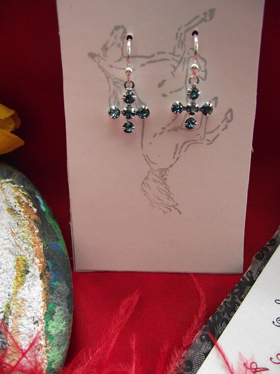 Red Cross Earrings with Swarovski(R) Crystals Sterling Silver Red Cross Earrings with Swarovski(R) Crystals Sterling Silver