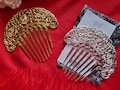 HA-0225 - Floral Hair Comb - Tiara, Diadem, French Twist Comb, Regency Comb