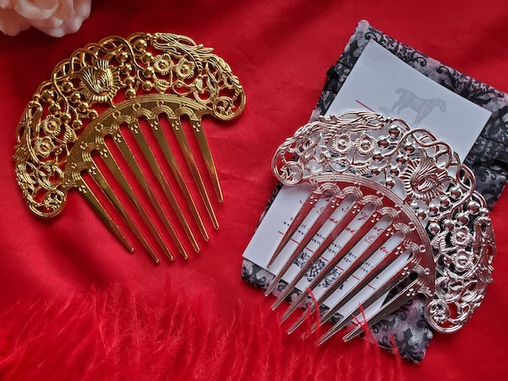 HA-0225 - Floral Hair Comb - Tiara, Diadem, French Twist  display picture 3